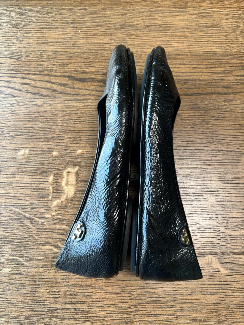 Tory Burch Black Patent Leather Round-Toe Ballet Flats